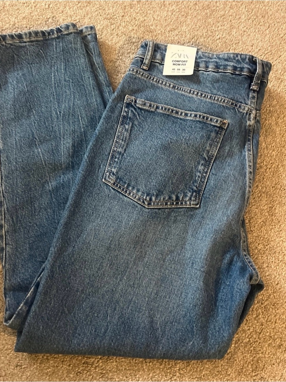 NWT ZARA Comfort Mom Fit High Rise Ankle Length Tapered Jeans Size 08 USA